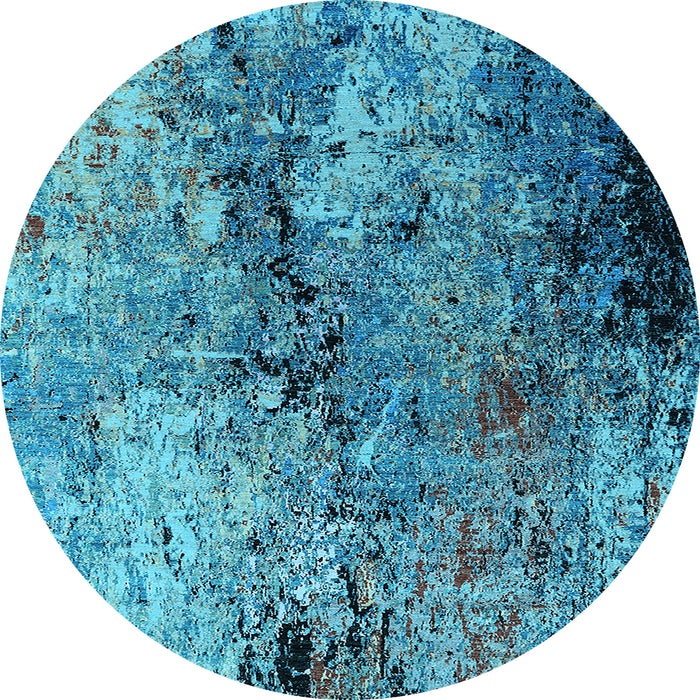Round Oriental Light Blue Industrial Rug, urb2799lblu