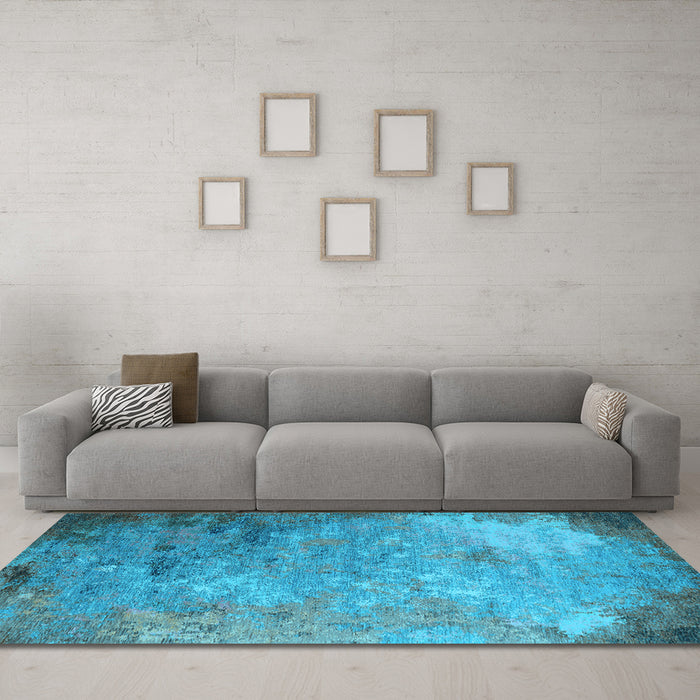 Machine Washable Oriental Light Blue Industrial Rug in a Living Room, wshurb2800lblu