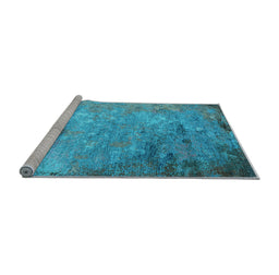 Sideview of Machine Washable Oriental Light Blue Industrial Rug, wshurb2800lblu