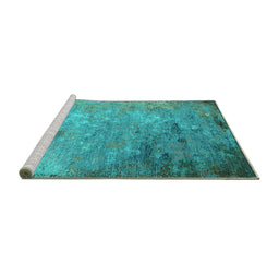 Sideview of Machine Washable Oriental Turquoise Industrial Area Rugs, wshurb2800turq