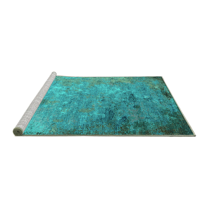 Sideview of Machine Washable Oriental Turquoise Industrial Area Rugs, wshurb2800turq