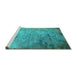 Sideview of Machine Washable Oriental Turquoise Industrial Area Rugs, wshurb2800turq