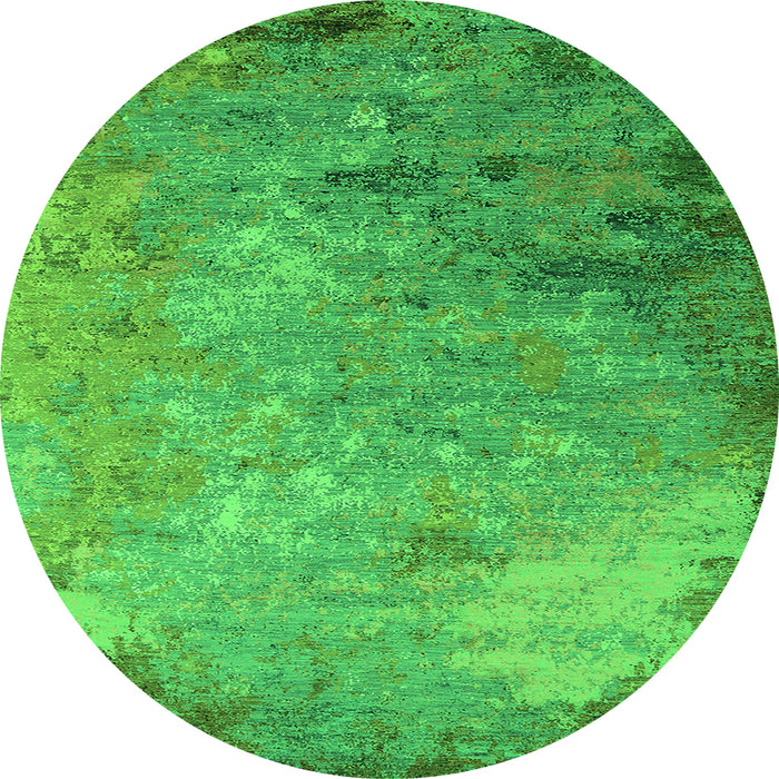 Round Machine Washable Oriental Green Industrial Area Rugs, wshurb2800grn