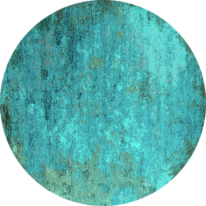 Round Oriental Turquoise Industrial Rug, urb2800turq