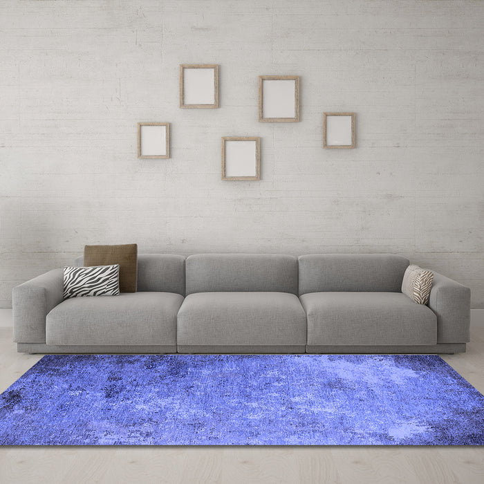 Machine Washable Oriental Blue Industrial Rug in a Living Room, wshurb2800blu