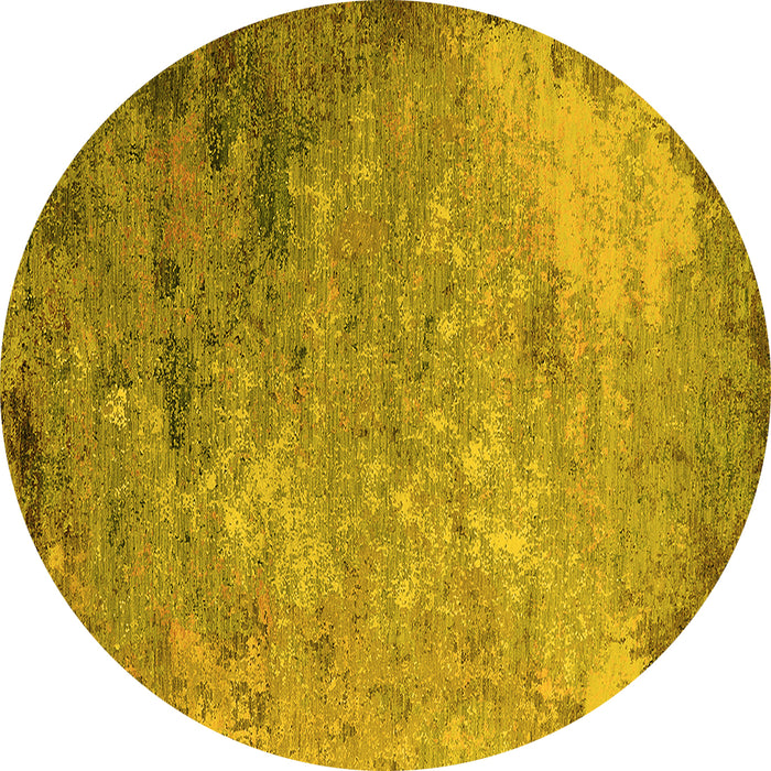 Round Oriental Yellow Industrial Rug, urb2800yw