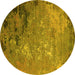 Round Oriental Yellow Industrial Rug, urb2801yw