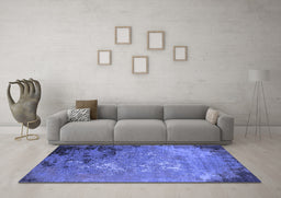 Machine Washable Oriental Blue Industrial Rug in a Living Room, wshurb2801blu