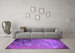 Machine Washable Oriental Purple Industrial Area Rugs in a Living Room, wshurb2801pur