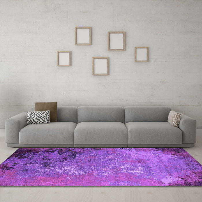 Machine Washable Oriental Purple Industrial Area Rugs in a Living Room, wshurb2801pur