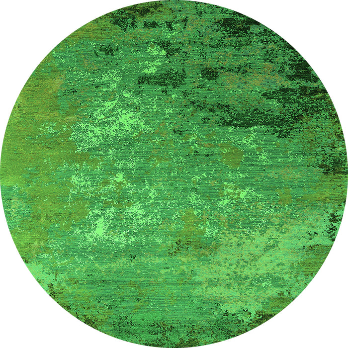 Round Oriental Green Industrial Rug, urb2801grn