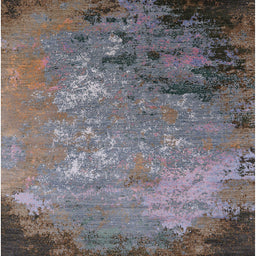 Square Mid-Century Modern Purple Oriental Rug, urb2801
