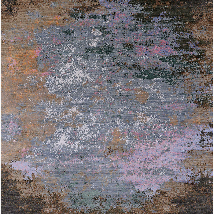 Square Mid-Century Modern Purple Oriental Rug, urb2801