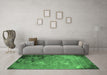 Machine Washable Oriental Emerald Green Industrial Area Rugs in a Living Room,, wshurb2801emgrn