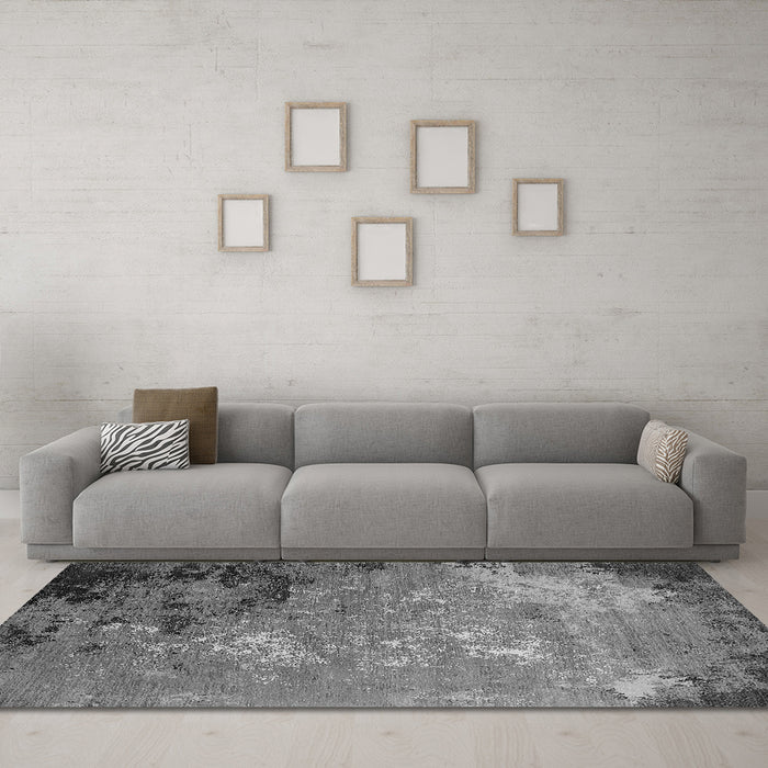 Machine Washable Oriental Gray Industrial Rug in a Living Room,, wshurb2801gry