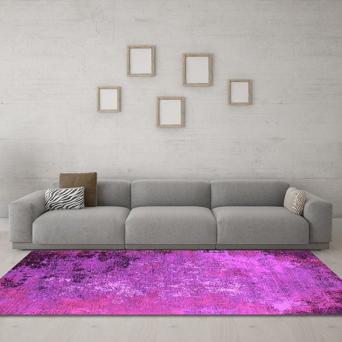 Machine Washable Oriental Pink Industrial Rug in a Living Room, wshurb2801pnk
