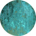 Round Oriental Turquoise Industrial Rug, urb2801turq