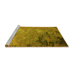 Sideview of Machine Washable Oriental Yellow Industrial Rug, wshurb2801yw