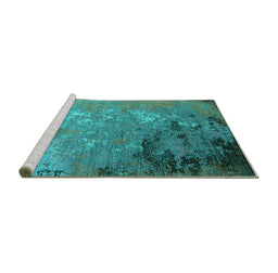 Sideview of Machine Washable Oriental Turquoise Industrial Area Rugs, wshurb2801turq