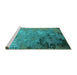 Sideview of Machine Washable Oriental Turquoise Industrial Area Rugs, wshurb2801turq