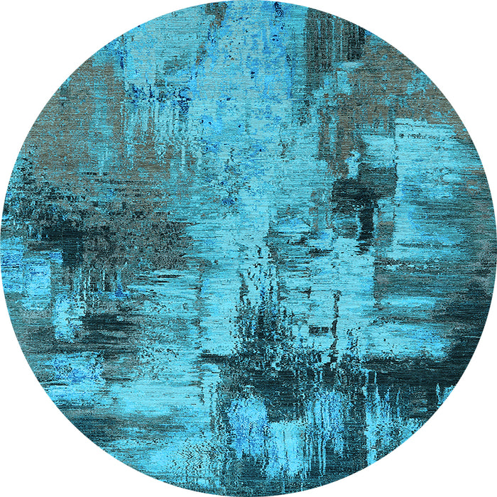 Round Oriental Light Blue Industrial Rug, urb2802lblu