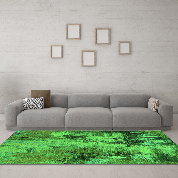 Machine Washable Oriental Green Industrial Area Rugs in a Living Room,, wshurb2802grn
