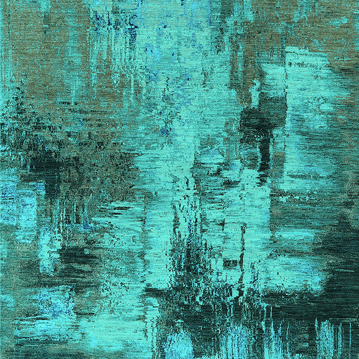 Machine Washable Oriental Turquoise Industrial Area Rugs, wshurb2802turq