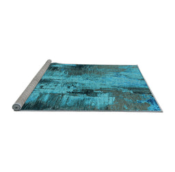 Sideview of Machine Washable Oriental Light Blue Industrial Rug, wshurb2802lblu