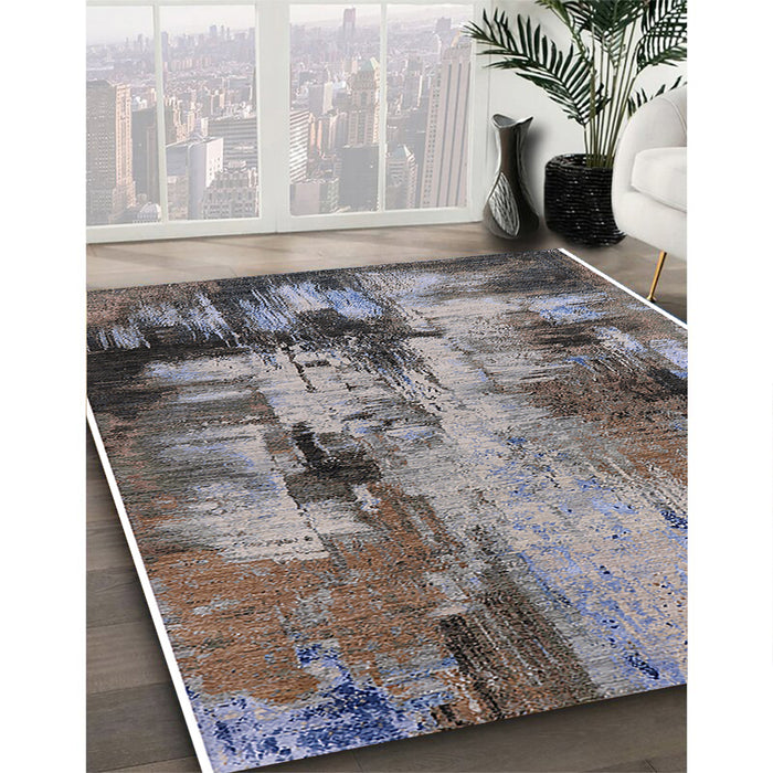 Mid-Century Modern Purple Oriental Rug in Family Room, urb2802