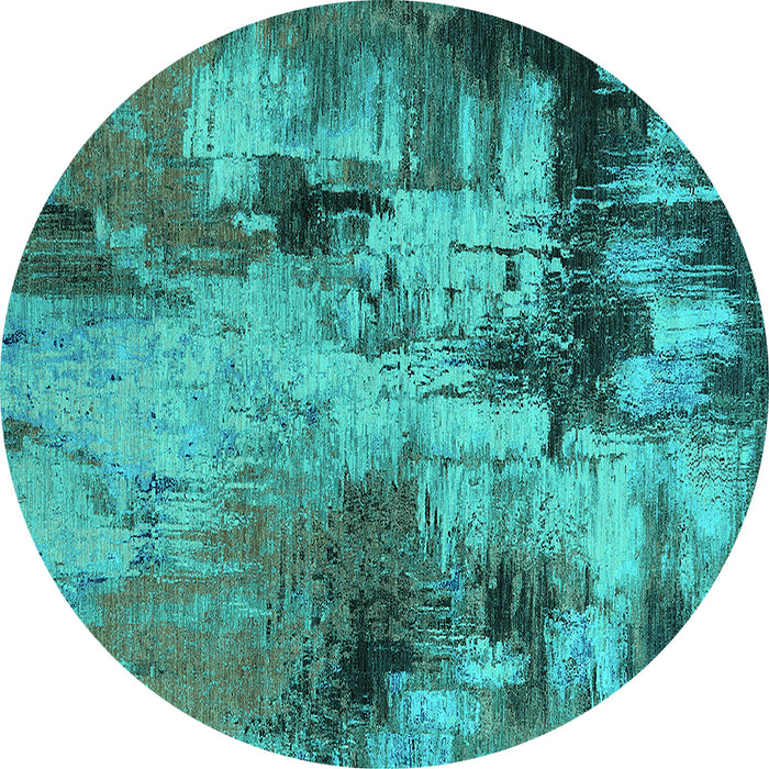 Round Oriental Turquoise Industrial Rug, urb2802turq