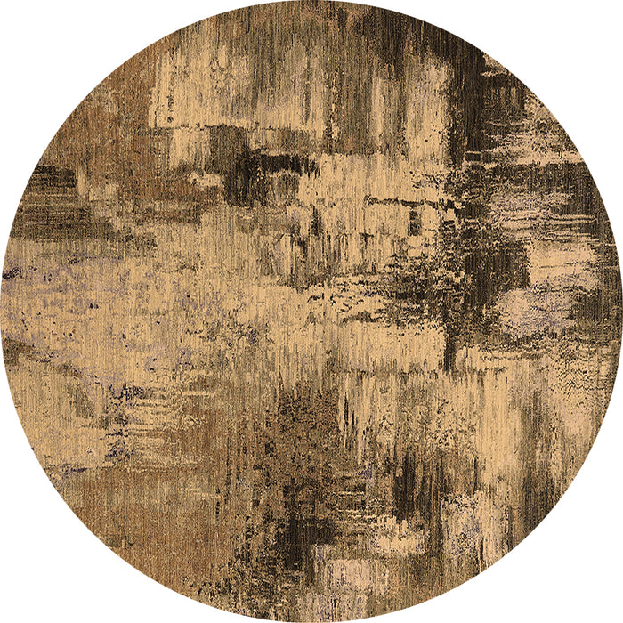 Round Oriental Brown Industrial Rug, urb2802brn