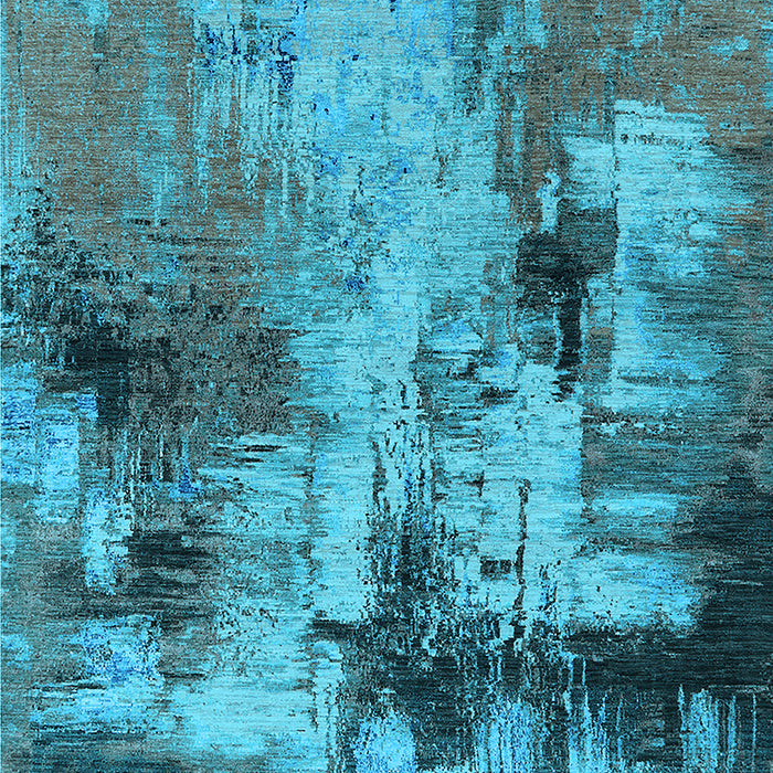 Machine Washable Oriental Light Blue Industrial Rug, wshurb2802lblu