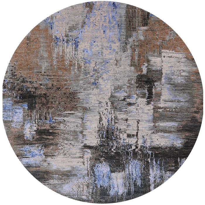 Round Machine Washable Industrial Modern Purple Rug, wshurb2802