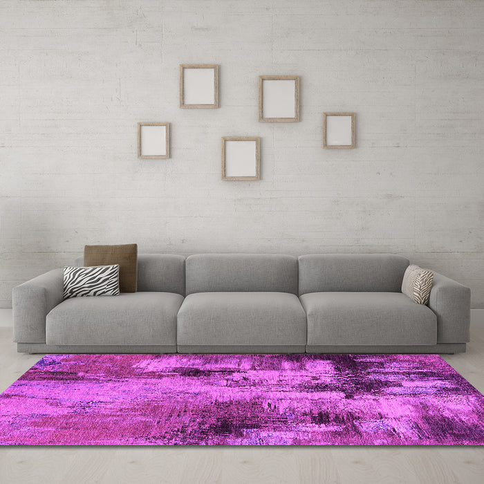 Machine Washable Oriental Pink Industrial Rug in a Living Room, wshurb2802pnk