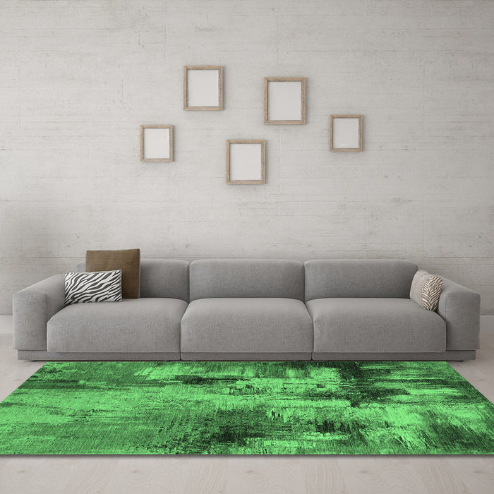 Machine Washable Oriental Emerald Green Industrial Area Rugs in a Living Room,, wshurb2802emgrn