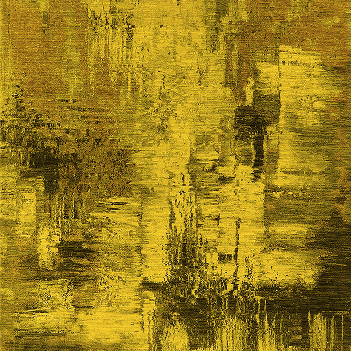 Machine Washable Oriental Yellow Industrial Rug, wshurb2802yw