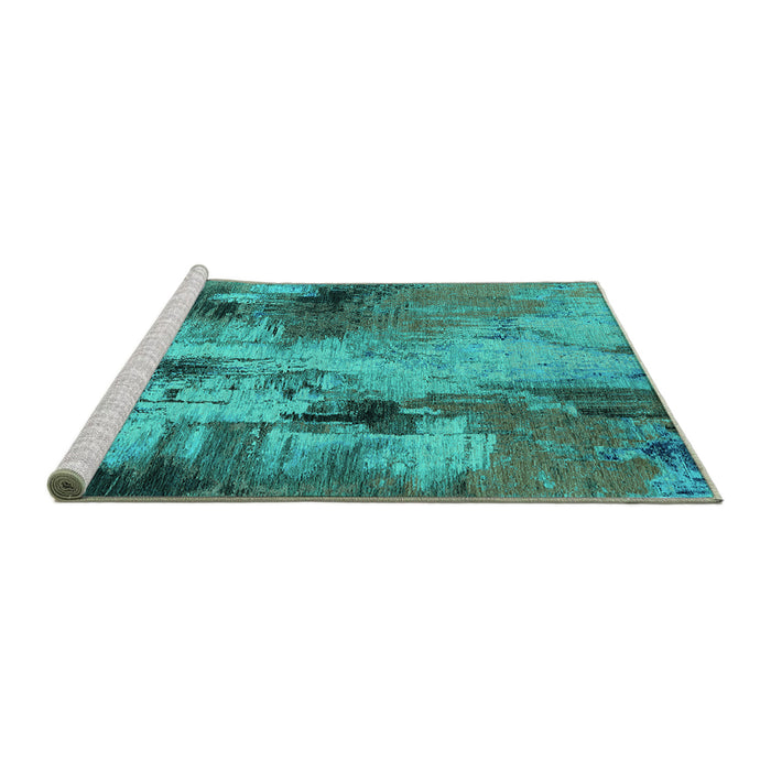 Sideview of Machine Washable Oriental Turquoise Industrial Area Rugs, wshurb2802turq