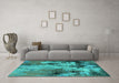 Machine Washable Oriental Turquoise Industrial Area Rugs in a Living Room,, wshurb2802turq