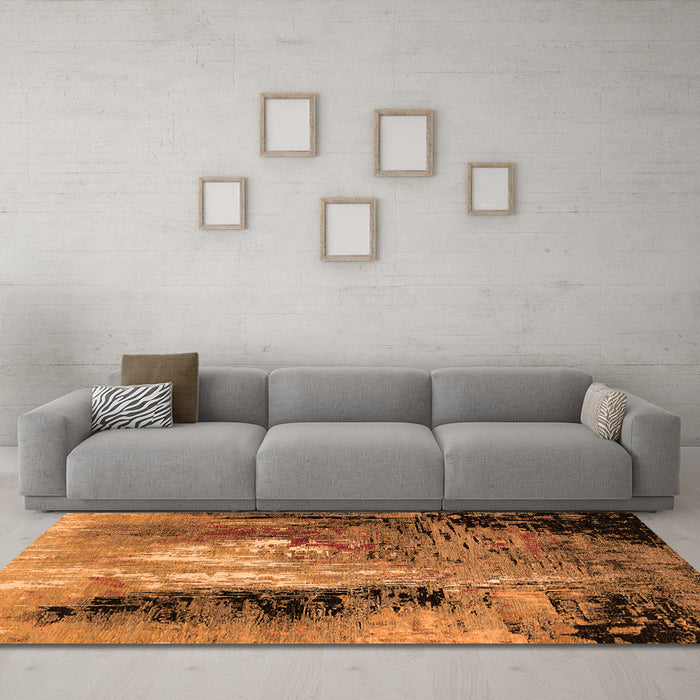 Machine Washable Oriental Orange Industrial Area Rugs in a Living Room, wshurb2803org