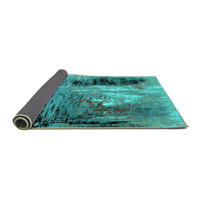 Sideview of Oriental Turquoise Industrial Rug, urb2803turq