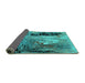 Sideview of Oriental Turquoise Industrial Rug, urb2803turq