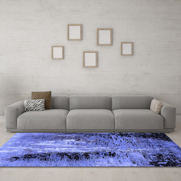 Machine Washable Oriental Blue Industrial Rug in a Living Room, wshurb2803blu