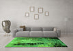 Machine Washable Oriental Green Industrial Area Rugs in a Living Room,, wshurb2803grn