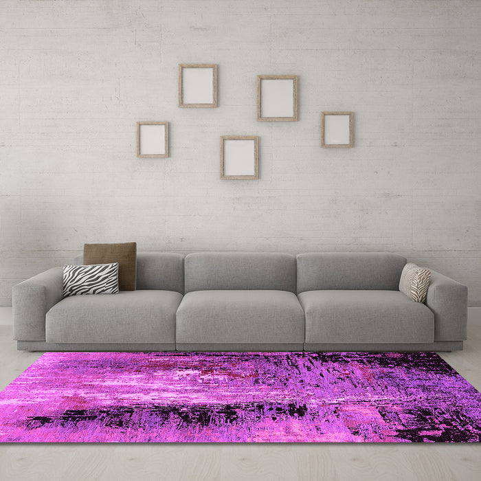 Machine Washable Oriental Pink Industrial Rug in a Living Room, wshurb2803pnk