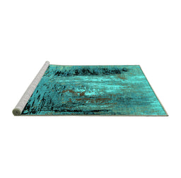 Sideview of Machine Washable Oriental Turquoise Industrial Area Rugs, wshurb2803turq
