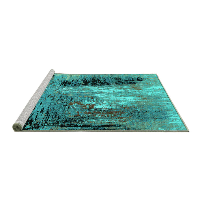 Sideview of Machine Washable Oriental Turquoise Industrial Area Rugs, wshurb2803turq