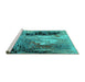 Sideview of Machine Washable Oriental Turquoise Industrial Area Rugs, wshurb2803turq