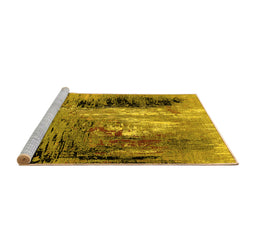 Sideview of Machine Washable Oriental Yellow Industrial Rug, wshurb2803yw