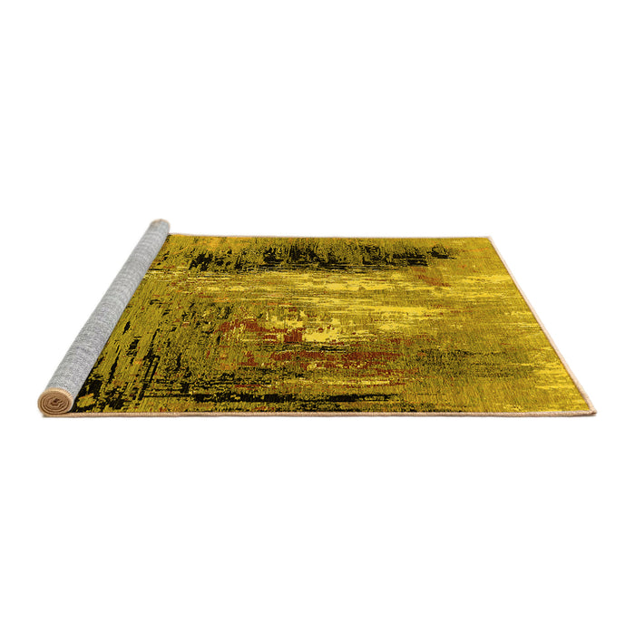Sideview of Machine Washable Oriental Yellow Industrial Rug, wshurb2803yw