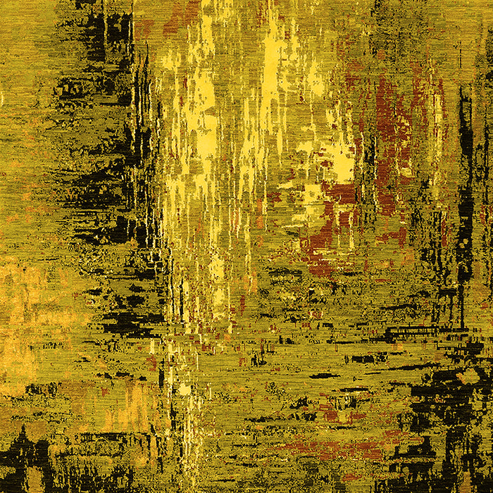 Machine Washable Oriental Yellow Industrial Rug, wshurb2803yw